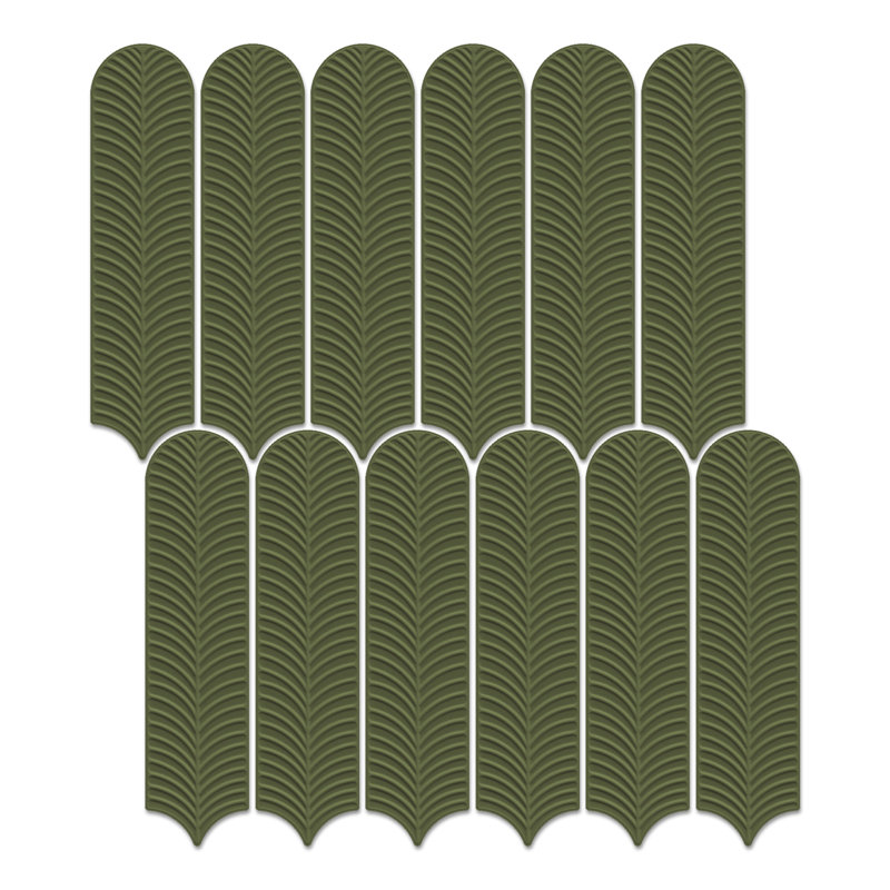 Carrelage mural en céramique brillante 3D 3 po x 12 po Feather (20 pièces, 4,84 pieds carrés / caisse), Vert