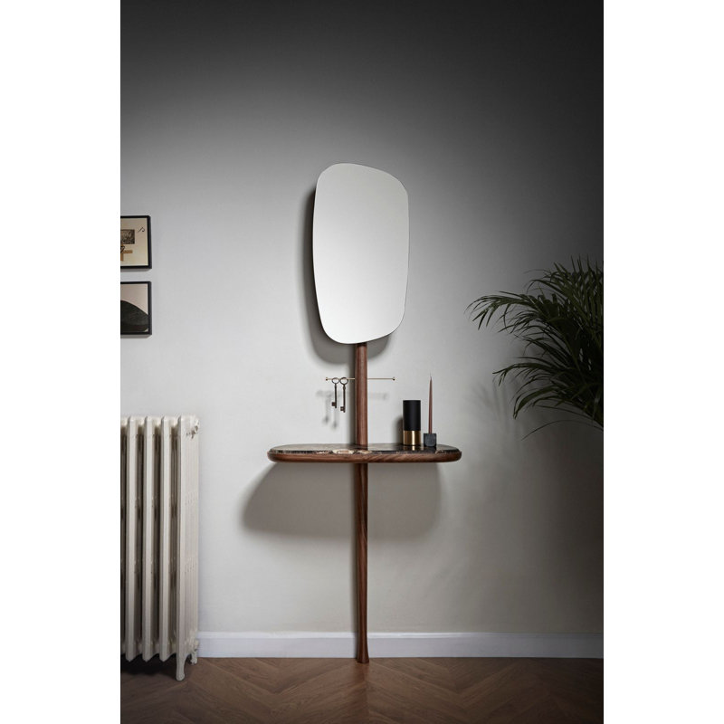 Recibidor Solid Wood Vanity with Mirror, Walnut