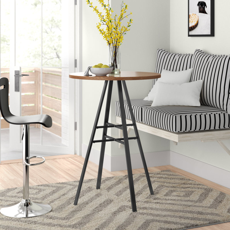 Deanna Round Metal Base Dining Table, Brown/Slate Gray