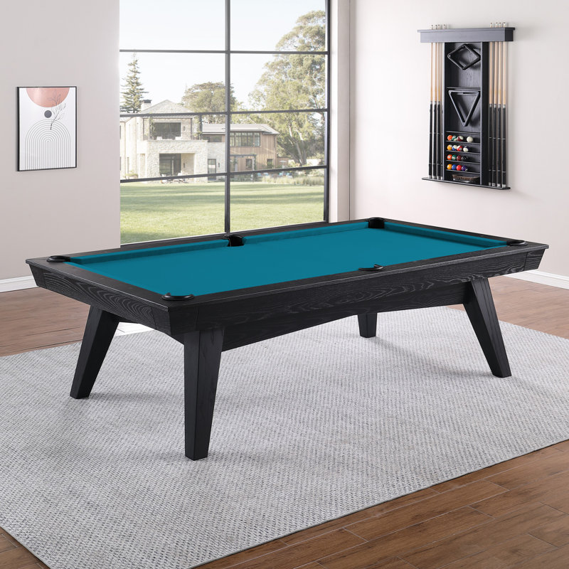 Table de billard sans ardoise ModArt, 7 pi, Bleu tournoi, Bois de frêne noir