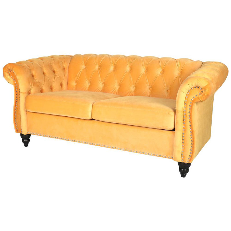 Famke Fabric 67'' Reception Loveseat, Yellow