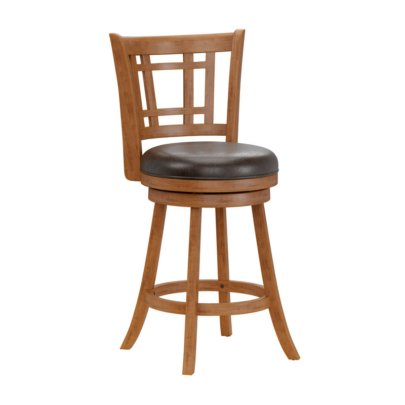 Tabouret de bar et de comptoir pivotant Henock, Tabouret de comptoir (siège d'une hauteur de 24,5, Chêne