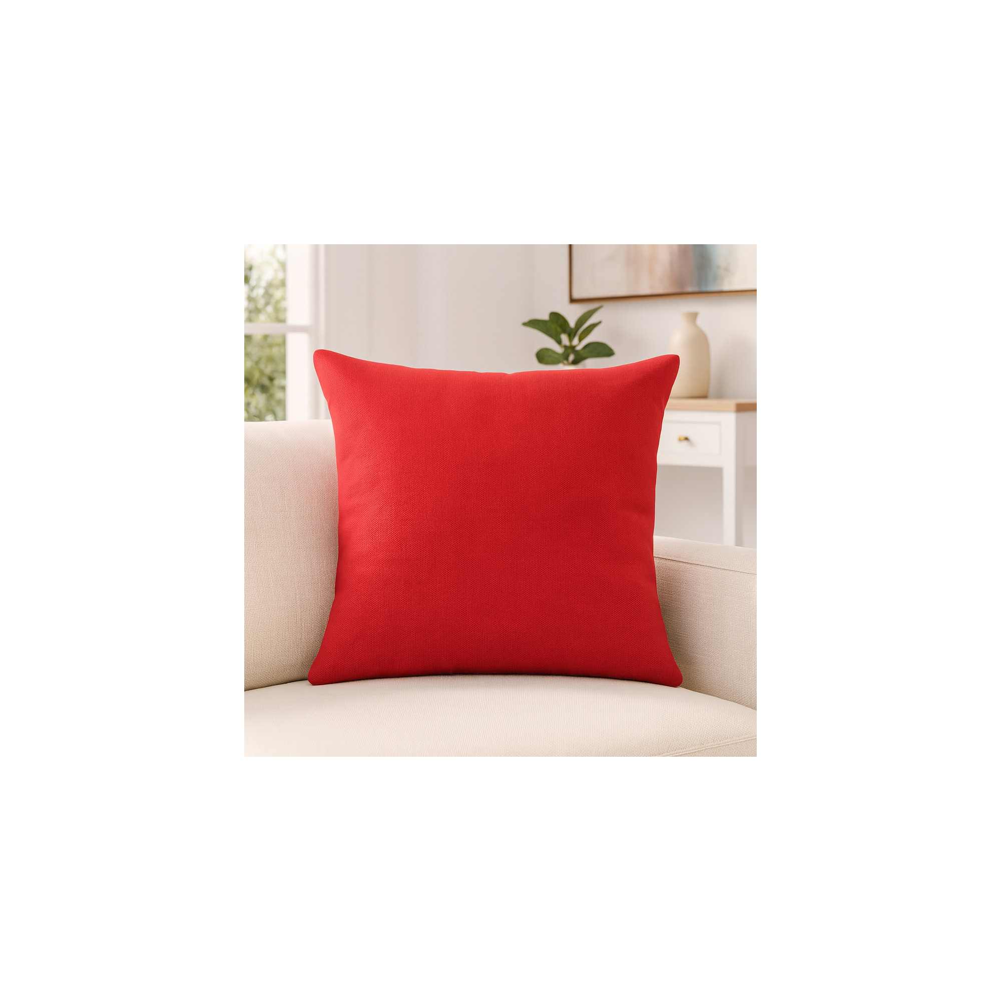Linen Throw Square Pillow, Red, Pillow Cover Only - No Insert