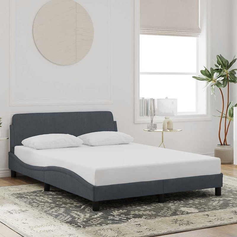 Cadre de lit vidaXL Gris foncé 137x190 cm Velours, Double, Gris anthracite