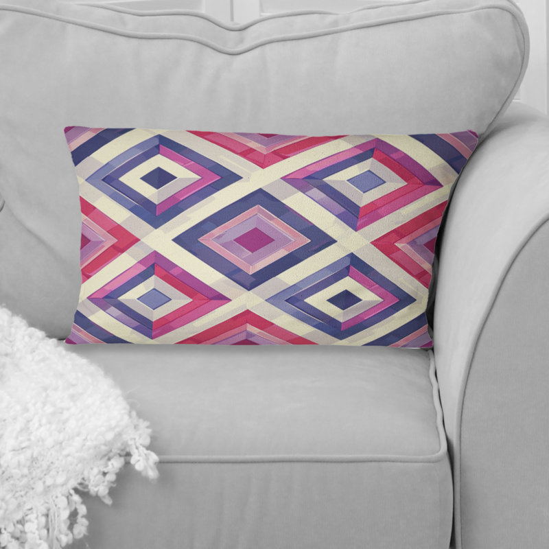 Coussin lombaire bleu et rose Midcentury Maze