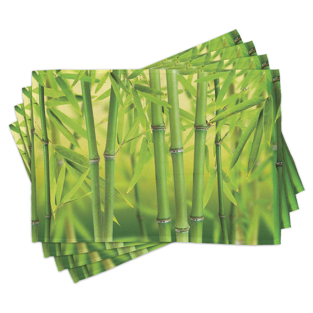 Platzdeckchen 4er Set, Bambus Sprout Stem Forest, Grün