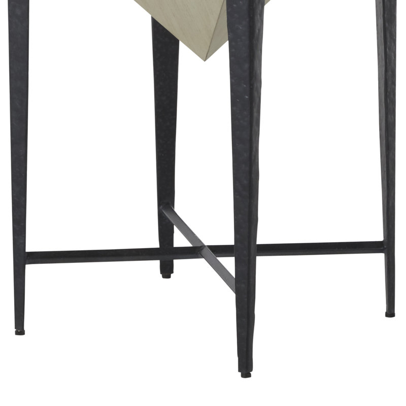 Elway Black and White Square Wood Metal End Table