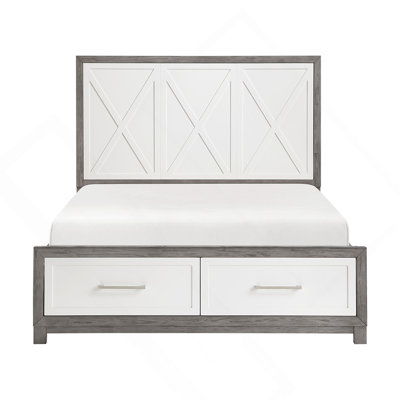 Queen Platform Bed With Footboard Storage And Elegant Two-Tone Finish, Perfect For Modern Bedrooms