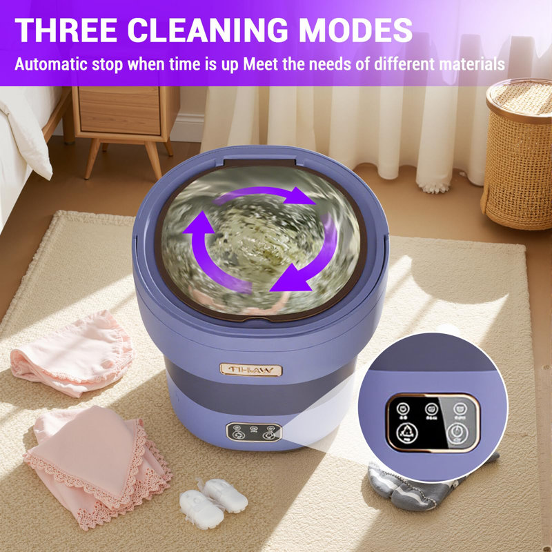 Portable Washing Machine, 12l Foldable Mini Washer with with 4 Modes and Spin Basket Deep Cleaning of Underwear Baby Clothes and Small Clothes for Apartments Dorm RV Travel Hotel Laundry