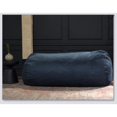 Fauteuil à billes cylindrique en suède bleu minuit de 6,5 pieds, doux et élégant pour les espaces de vie modernes