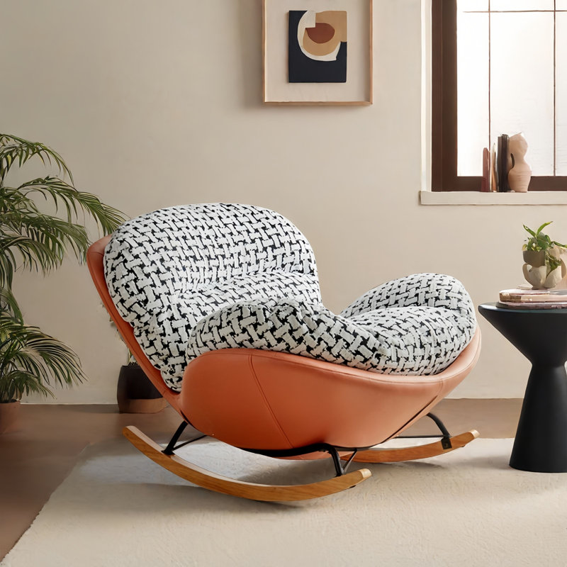 Chaise berçante moderne rembourrée, Orange
