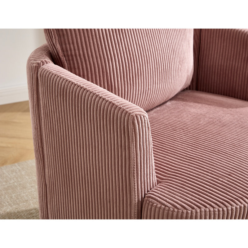 Corduroy Upholstered Swivel Chair, Pink Corduroy