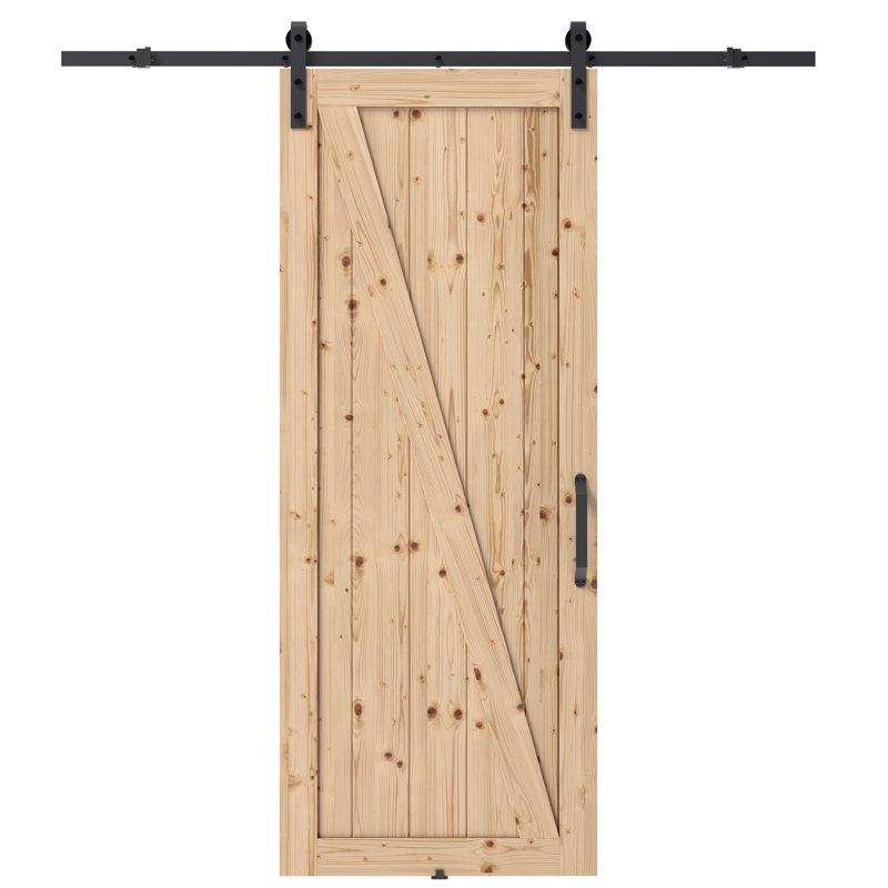 37'' x 84'' Solid Wood Paneled Unfinished without Installation Hardware Kit Barn Door