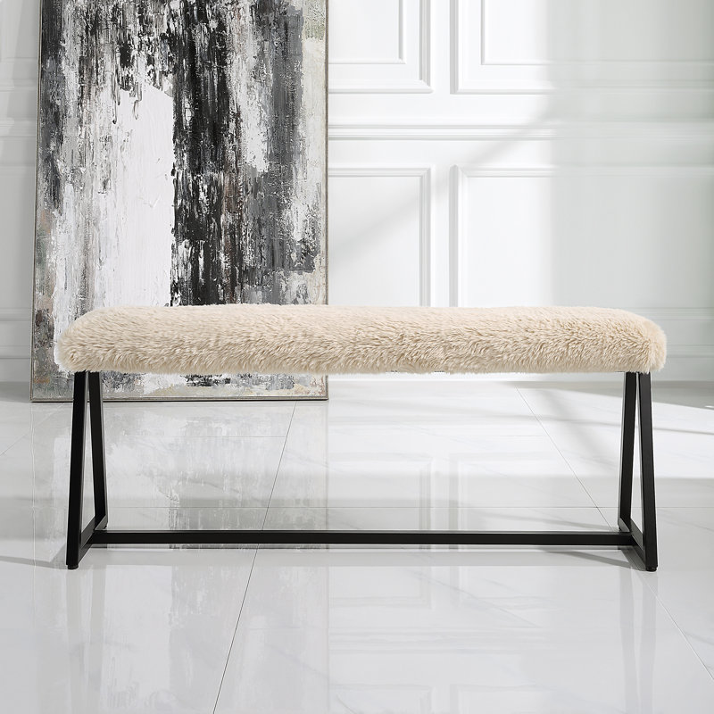 Taupo Beige Polyester Upholstered Entryway Bench