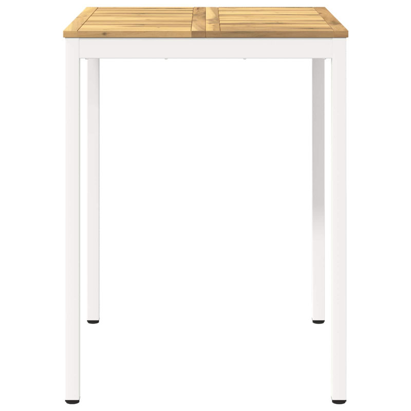 Acacia Dining Table with Steel Base, White, 105cm H x 80cm W x 80.5cm D, Natural