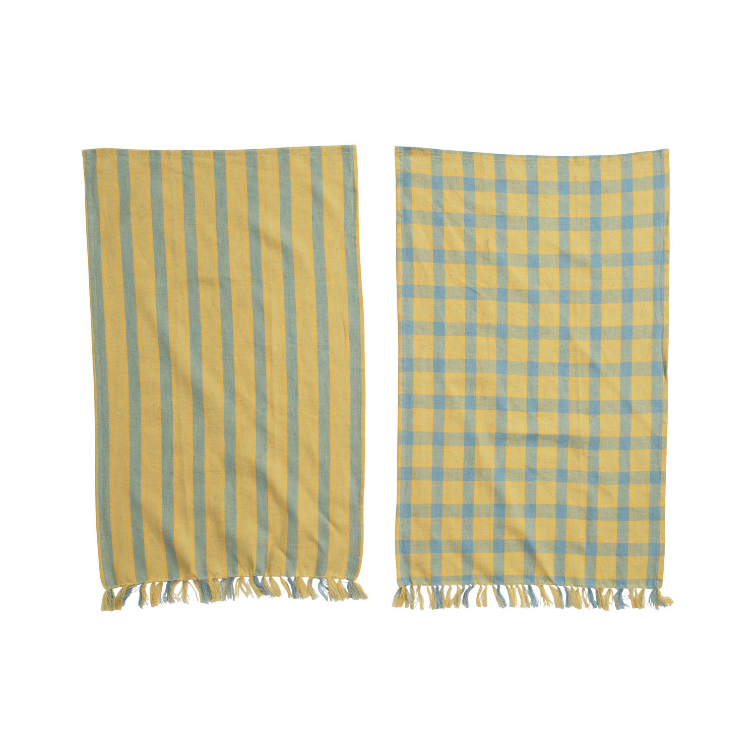 New! S/2 Yellow Check Farmhouse Kitchen Dish Towels Tea Terry Cotton Dish  Towels