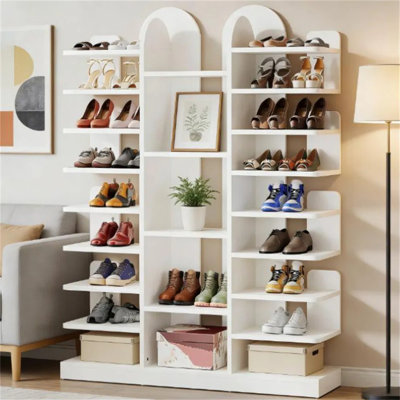 Étagère à chaussures blanche indépendante, ensemble anti-basculement anti-basculement élégant et minimaliste, pour étagère à chaussures de salon d'entrée de chambre à coucher