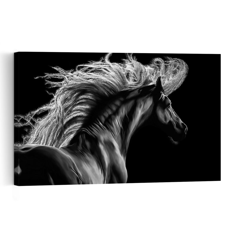 Cheval blanc spirituel contemporain, reproduction d'art, 24" H x 36" W