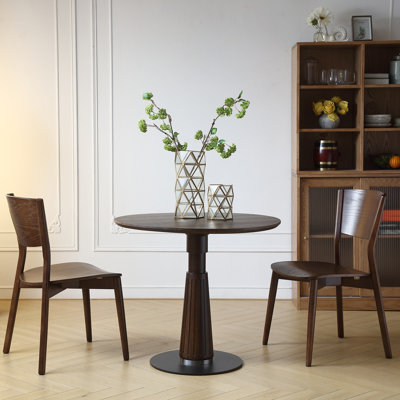 Round End Table,Modern Dining Table in Full Solid Wood for 2 to 4,Fluted Coffee Table,Pedestal Circle Office Table,for Office,Leisure,Cafe,Kitchen,Hom by Latitude Run