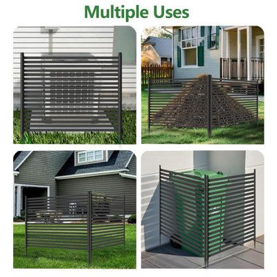 No-Dig Metal Privacy Fence Panel for Outdoors – 48"H x 71"W Decorative Garden Barrier – Rustproof AC & Pool Equipment Cover, Trash Can Enclosure