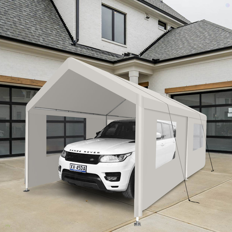 Abri d'auto, tente de garage portative robuste pour abri de rangement extérieur, Blanc