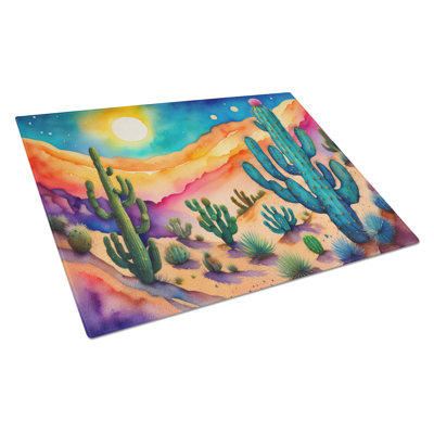 Cactus in Color Glass Cutting Board Large