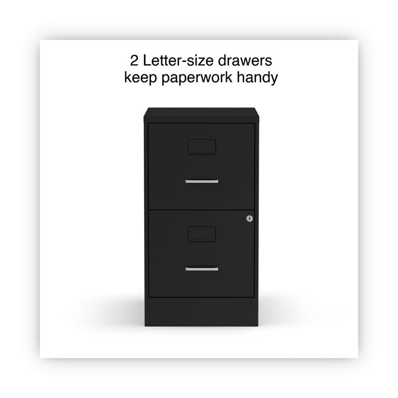 Black 2-Drawer Lockable Vertical Steel File Cabinet