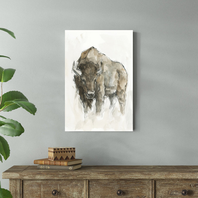 «American Buffalo II» par Ethan Harper - reproduction d'art sur toile tendue, H 30 po x l 20 po