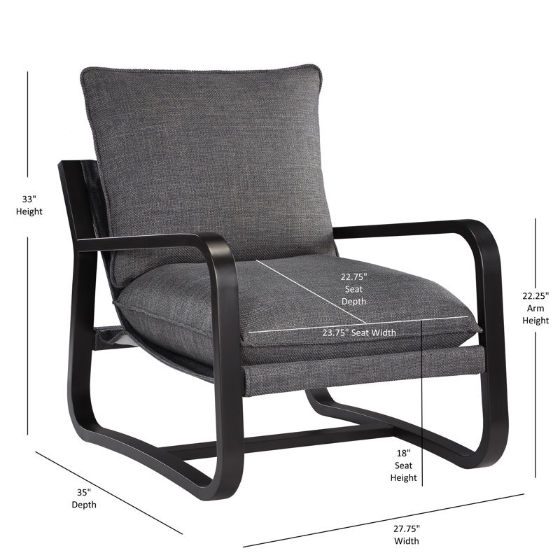 36,75 po Assise en tissu de couleur gris anthracite