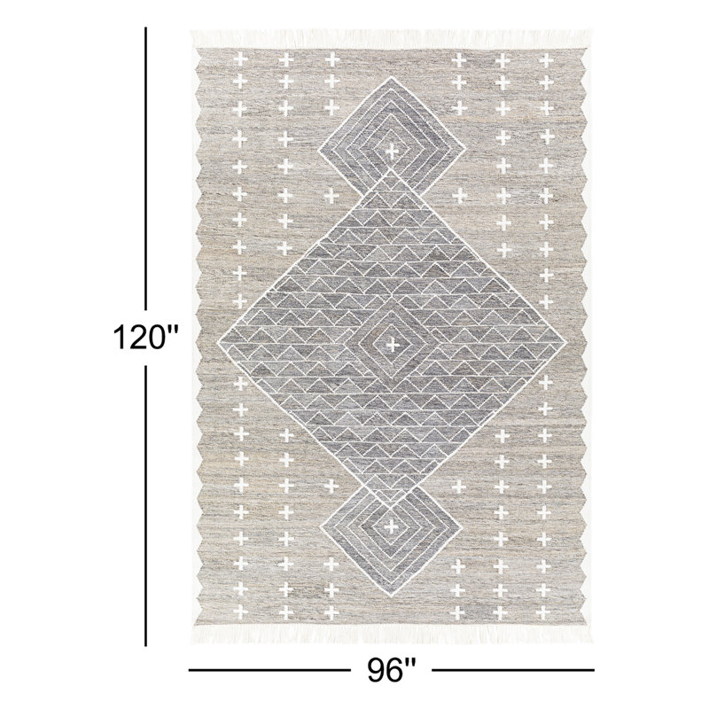 Tapis beige / gris / gris anthracite fabriqué à la main Malti, Rectangle 8 pi x 10 pi