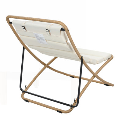 Chaises d'extérieur pliables en rotin 2 pièces avec dossier réglable, coussins épais et appui-tête amovible pour une utilisation polyvalente
