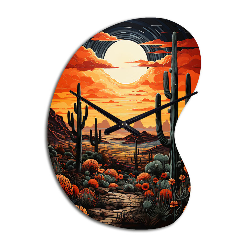Horloge murale orange en forme de cactus orange, Grand