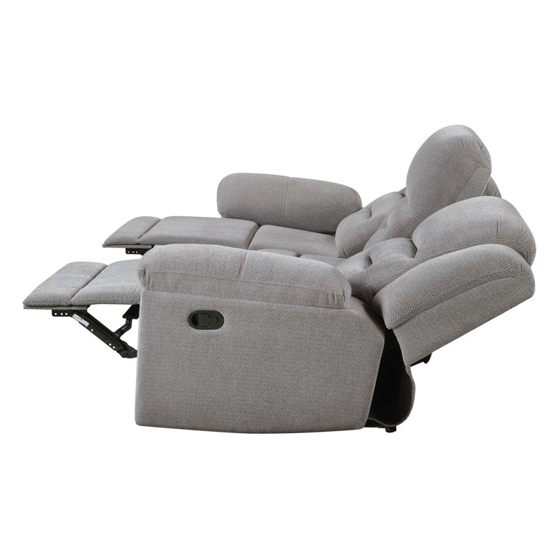 3-piece Chenille Upholstered Reclining Sofa Set Grey