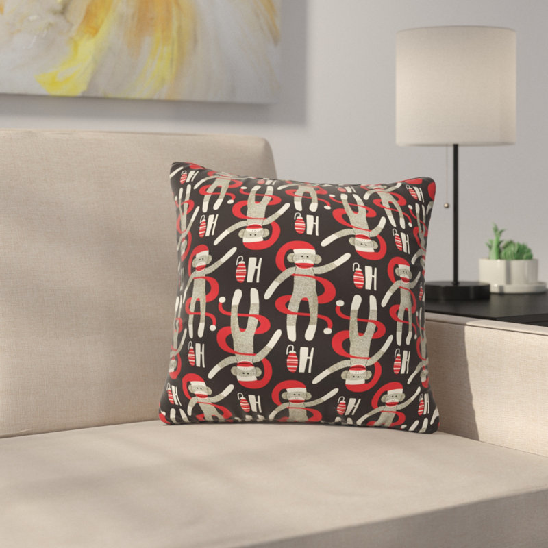 Heather Dutton Sock Monkey Santa Throw Pillow, 18" x 18"