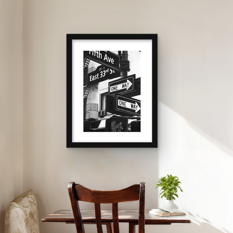 «New York City», reproduction d'art encadrée noire