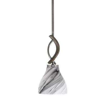 Hallmann Stem Hung Mini Pendant Shown With 6.25" Onyx Swirl Glass