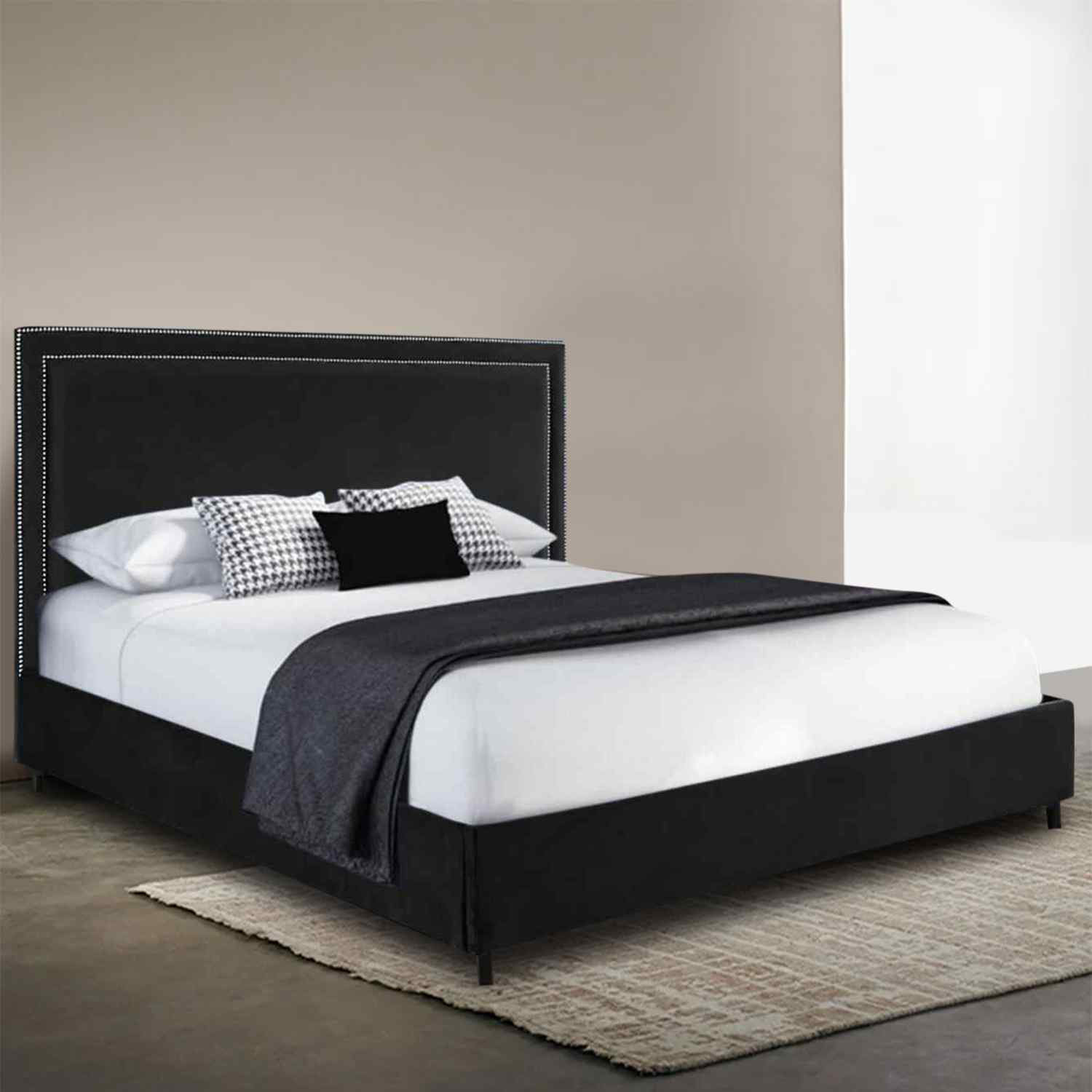 Black studded online bed frame