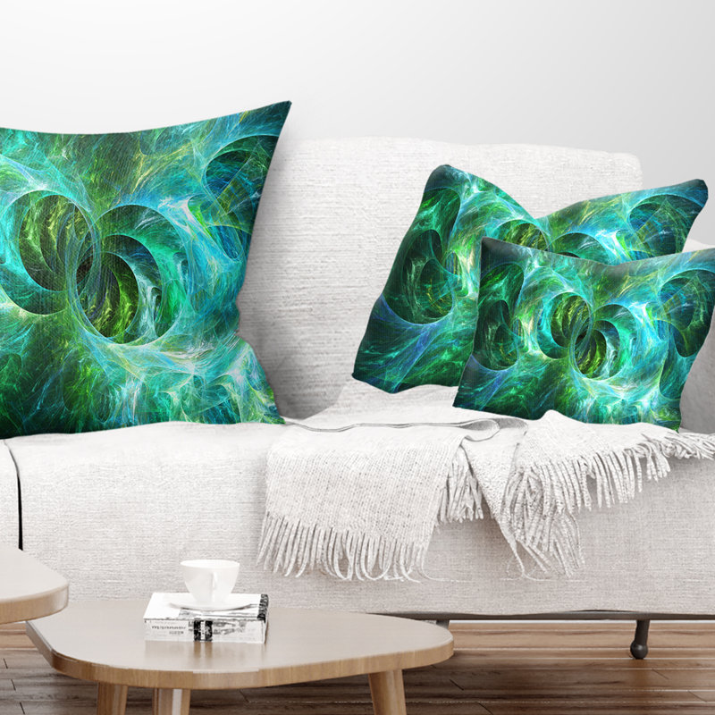 Verre ornemental Fractal - Coussin décoratif imprimé abstrait, Bleu