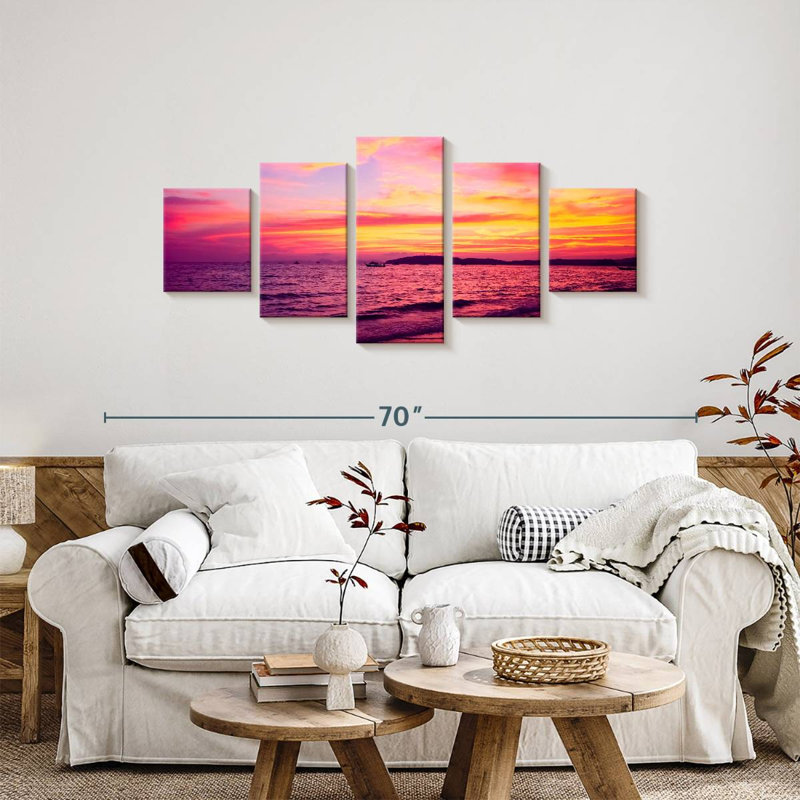 Coucher de soleil thaïlandais tropical Avonni, H 24 po x l 55 po