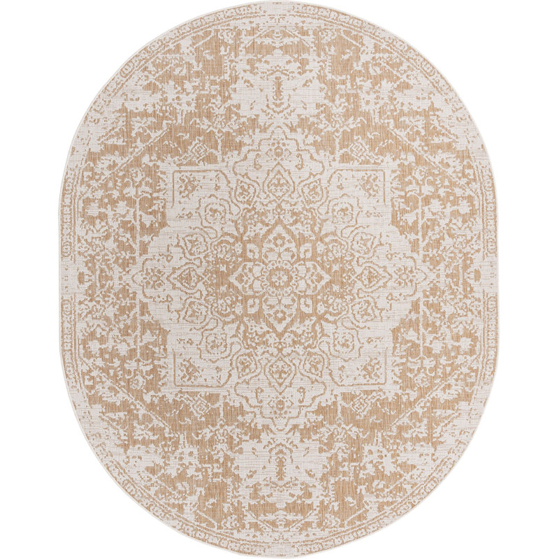 Outdoor Destiny Area Rug Brown Color, Oval 7'10" x 10'