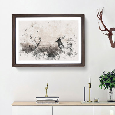Stag Deer with Birds - Picture Frame Graphic Art Print