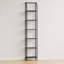 Bibliothèque étroite, support de rangement haut avec structure en acier, étagère de présentation, étagère à livres Skinny pour bureau d'étude, style industriel, noir à 6 niveaux-394894903-391923373