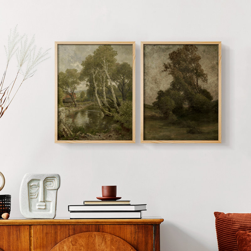 «Vintage Landscape XXVIII», impression numérique sur toile - ensemble de 2, Naturel, H 12 po x l 30 po