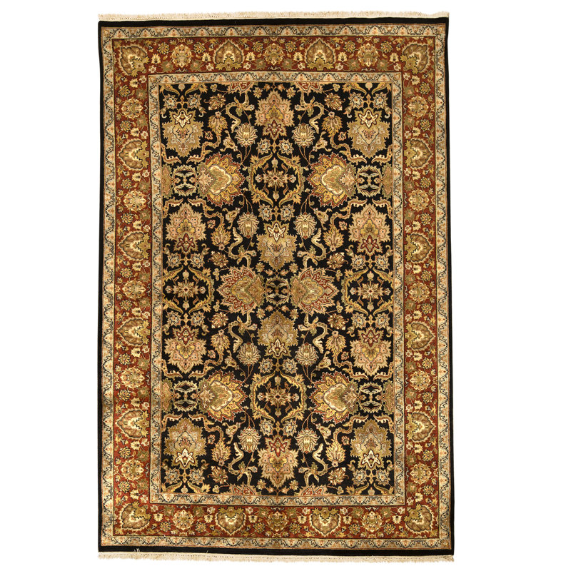 Tapis noir et vin noué à la main de haute qualité