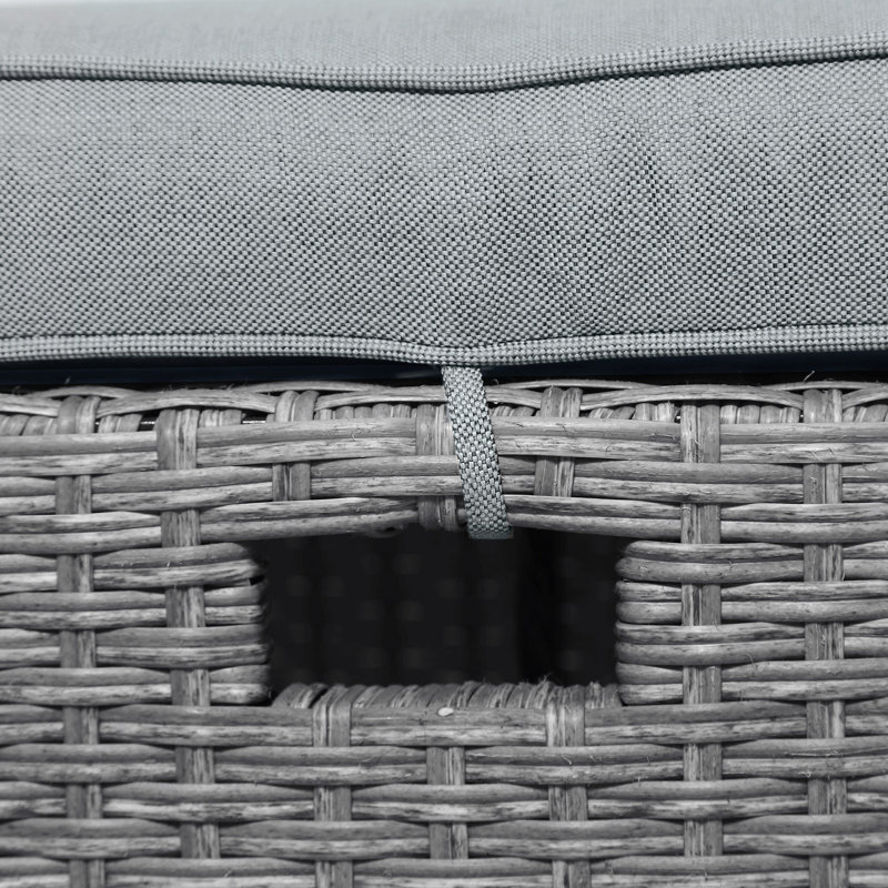 Ensemble de 6 chaises d'extérieur en osier de rotin pour patio, chaise, tabourets et table, Gris
