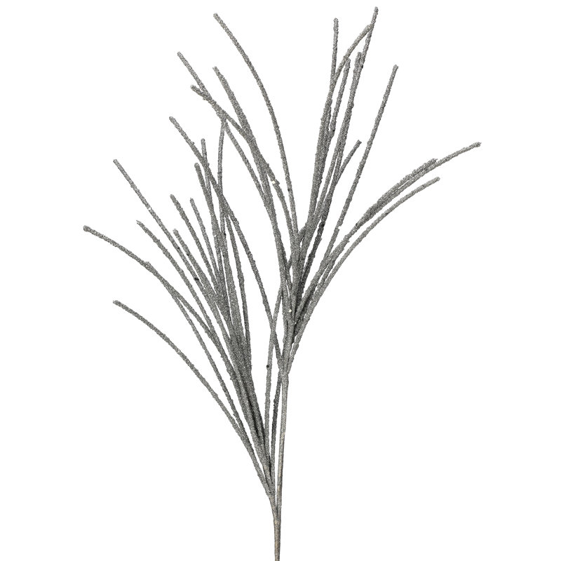 28"Micro Beaded/Sequin Grass Spray, Silver