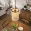 Suspension bohème en bois perlé, mini lustre rustique antique à une lumière, finition laiton vieilli, pour salle à manger, îlot de cuisine ou chambre à coucher
