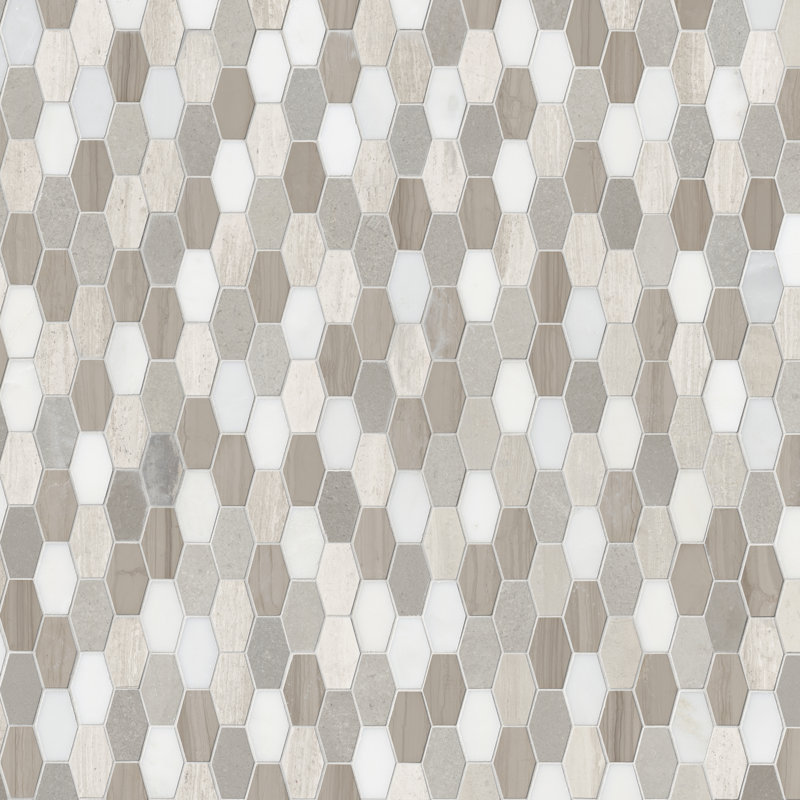 Veneto Mix Hexagon 12 in. x 12 in. Honed Marble Mosaic Floor and Wall Tile