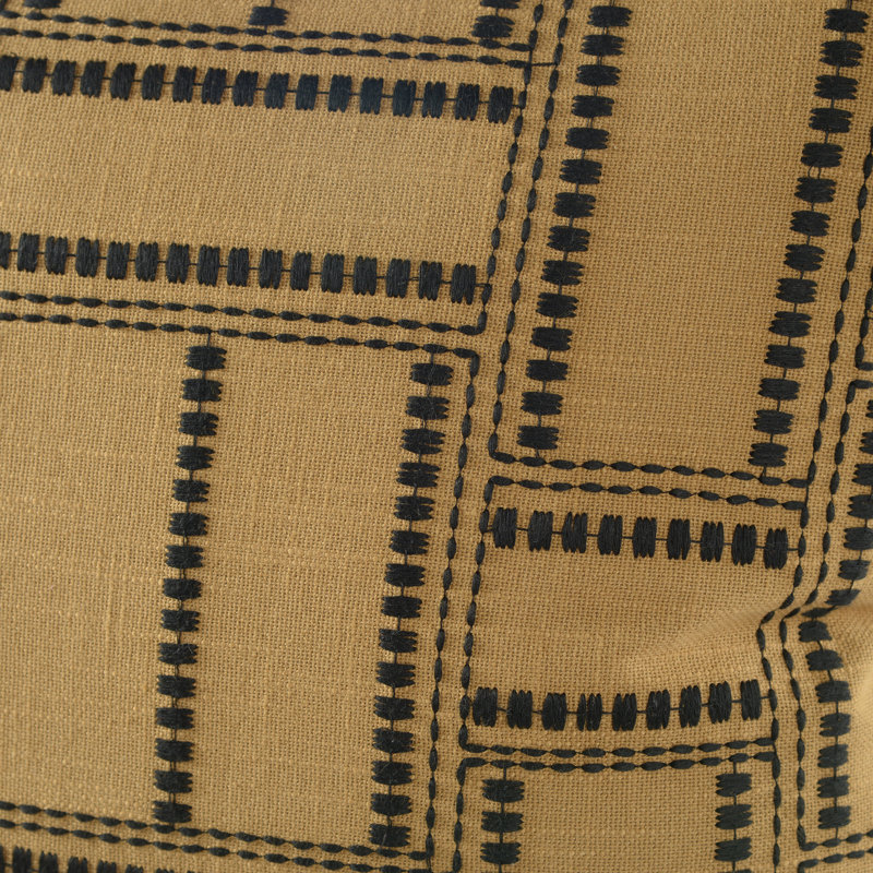Coussin 100% coton, Moutarde / Noir, Duvet synthétique