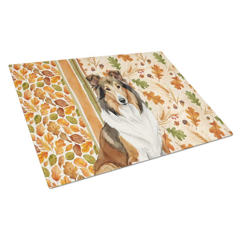 Sable Collie Heirloom Fall Glass Cutting Board